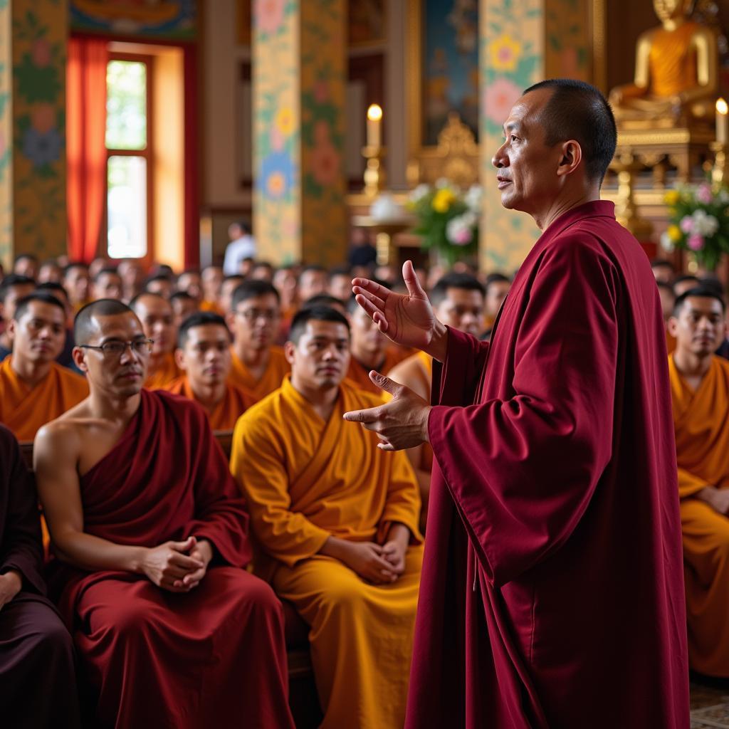 Thich Thanh Toan preaching to the public