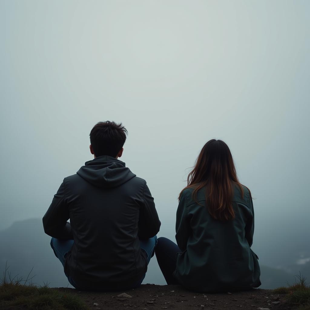 Two people sitting apart, deep in thought