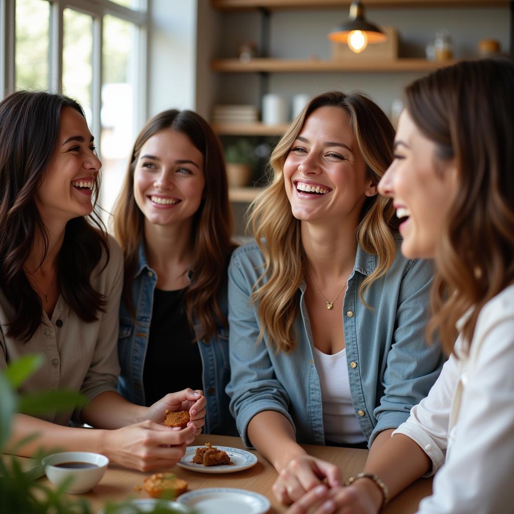 Group of friends laughing and enjoying time together.